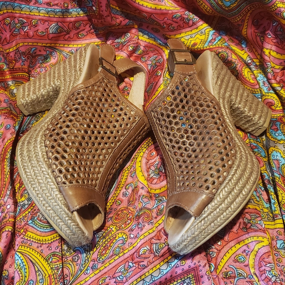 Eric Michael handmade in Spain leather gaimo espadrilles women's size 38 7.5
